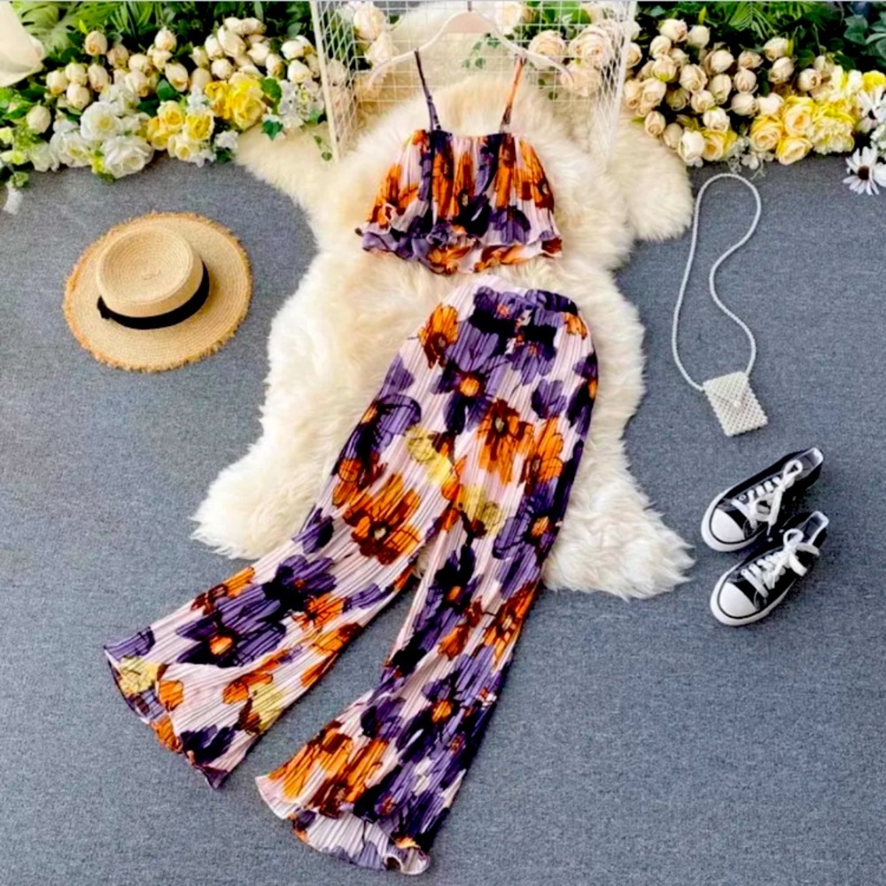 PurpleFloral Two Piece One Size